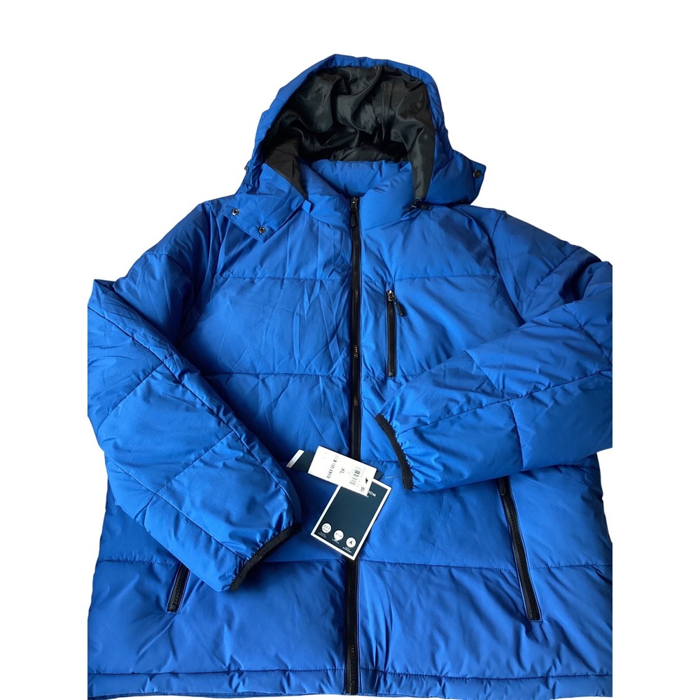 Club Room Men's XL Blue Puffer Jacket Hooded Water‎ Resistant Stretch NWT